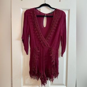 Ambiance Woman’s Romper, Burgundy Maroon Color Size Large.